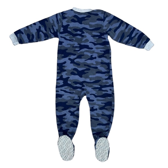 Carter’s Fleece Footed Pajama’s 3T Blue Camouflage Bulldog - Picture 2 of 9